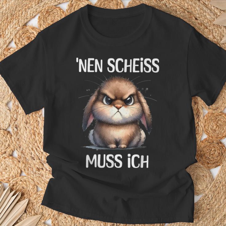 Rabbit With Cheeky Saying 'Nen Scheiss Muss Ich T-Shirt Geschenke für alte Männer