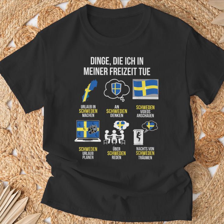 Saying Dinge Die Ich In Der Freizeit Tue Sweden T-Shirt Geschenke für alte Männer