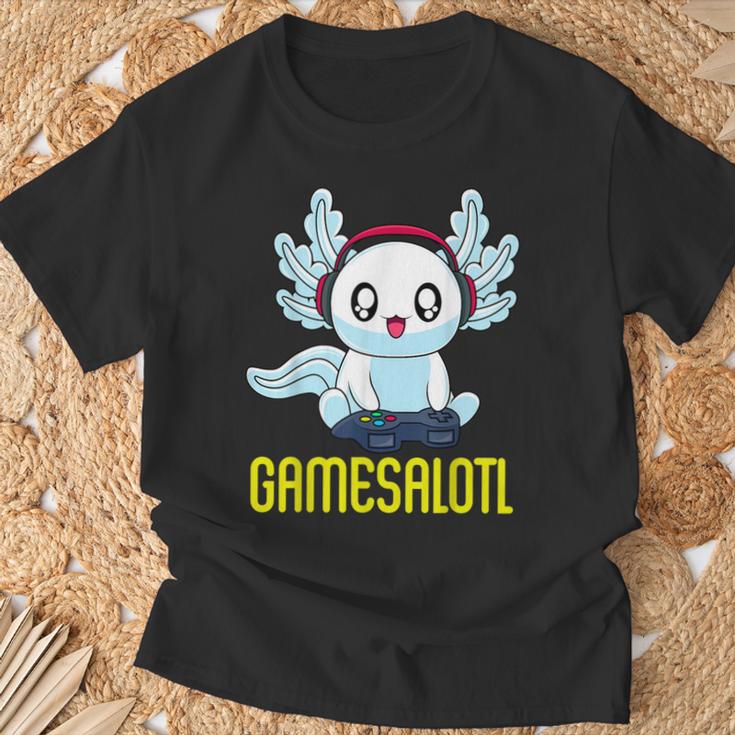 Gamesalotl Gamesolotl Gamer Gaming Axolotl Playsalotl T-Shirt Geschenke für alte Männer