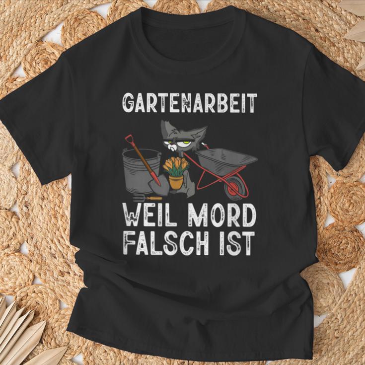 Gartenarbeit Weil Mord Falsch Ist Hobbygärtner Gardener T-Shirt Geschenke für alte Männer