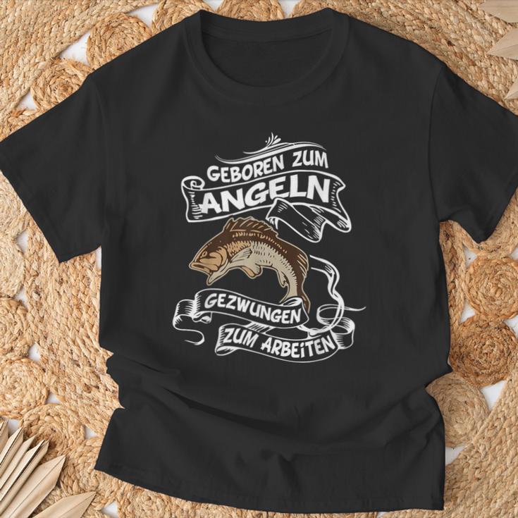 Geboren Zum Angeln Gezwungen Zum Arbeiten Angler T-Shirt Geschenke für alte Männer