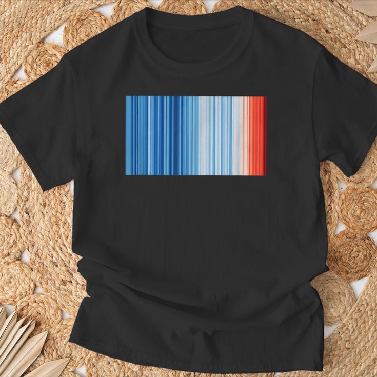 Global Warming Blue Red Stripe Pattern T-Shirt Geschenke für alte Männer