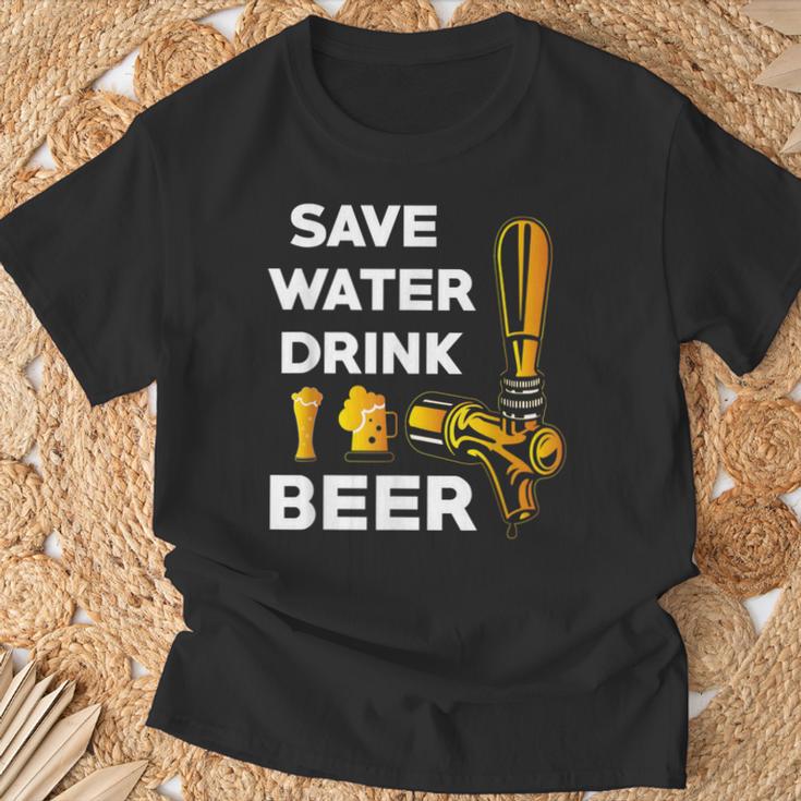 Guardar Agua Bebida Cerveza Citas Divertidas Cerveza Beber Camiseta unisex Regalos para ancianos
