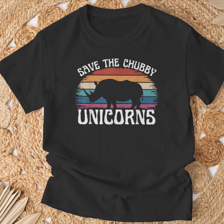 Guardar Los Unicornios Gorditosintage Rinoceronte Derechos Animales Divertido Camiseta unisex Regalos para ancianos