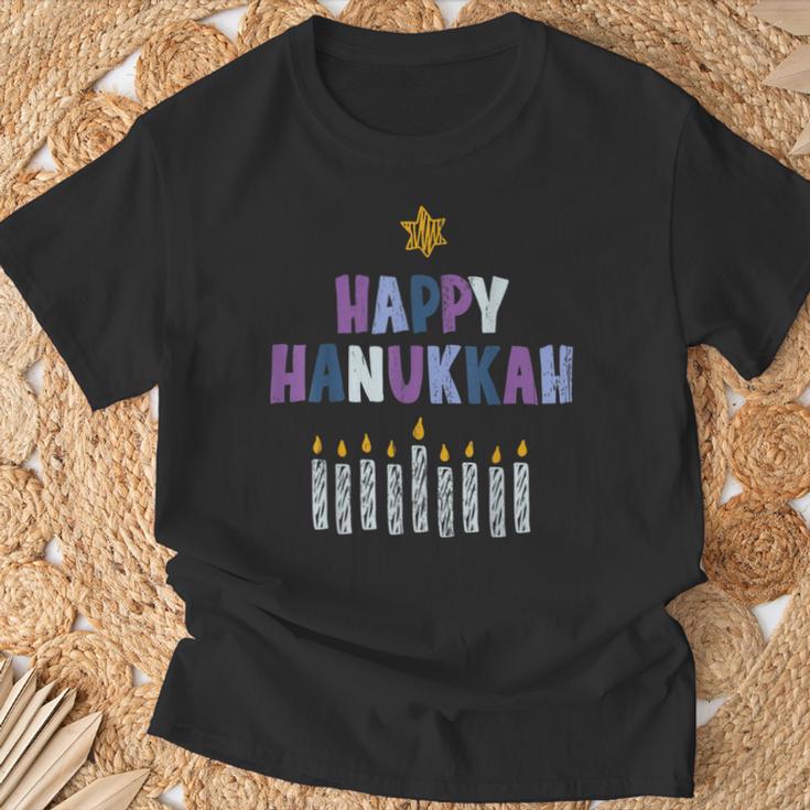 Happy Hanukkah Distressed Hanukkah T-Shirt Geschenke für alte Männer