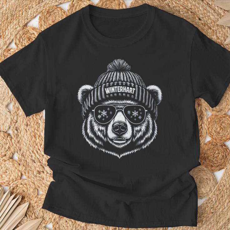 Hardy Bear With Hat Ski Snowboard Ski Party Winter T-Shirt Geschenke für alte Männer