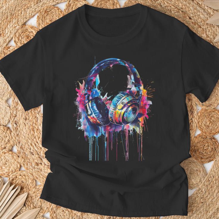 Headphones Music Dj Beatmaker Techno Splash House Music Edm T-Shirt Geschenke für alte Männer