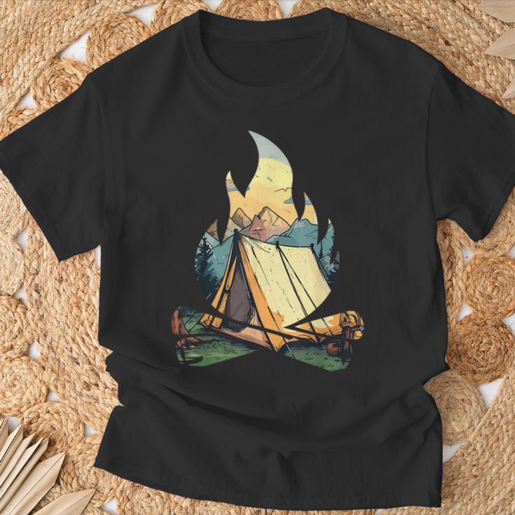 Hiking Mountain Camping Lovers Campfire T-Shirt Geschenke für alte Männer