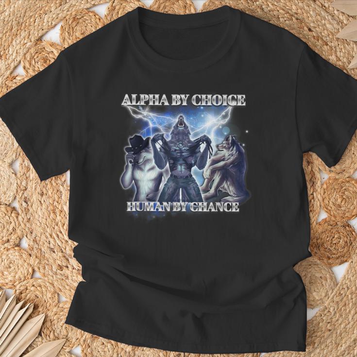 Human By Chance Alpha By Choice T-Shirt Geschenke für alte Männer