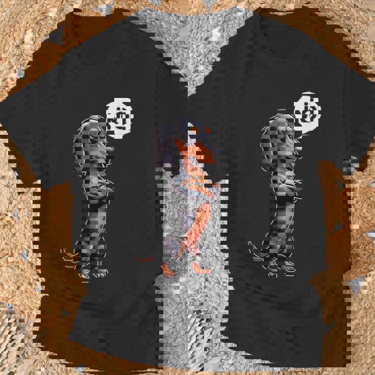 Humorvolle s Für Rauhaardackel Hundebesitzer Dickköpfiger Rauhaardackel Nö Dackel Hund Lustiges Hunde Schwarz U-Ausschnitt Kurzarm S Eu Klein Kind Casual T-Shirt Geschenke für alte Männer