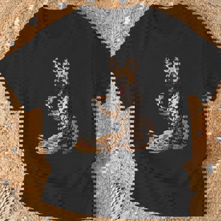 Hund Isst Pizza Afrikanischer Wildhund T-Shirt Geschenke für alte Männer