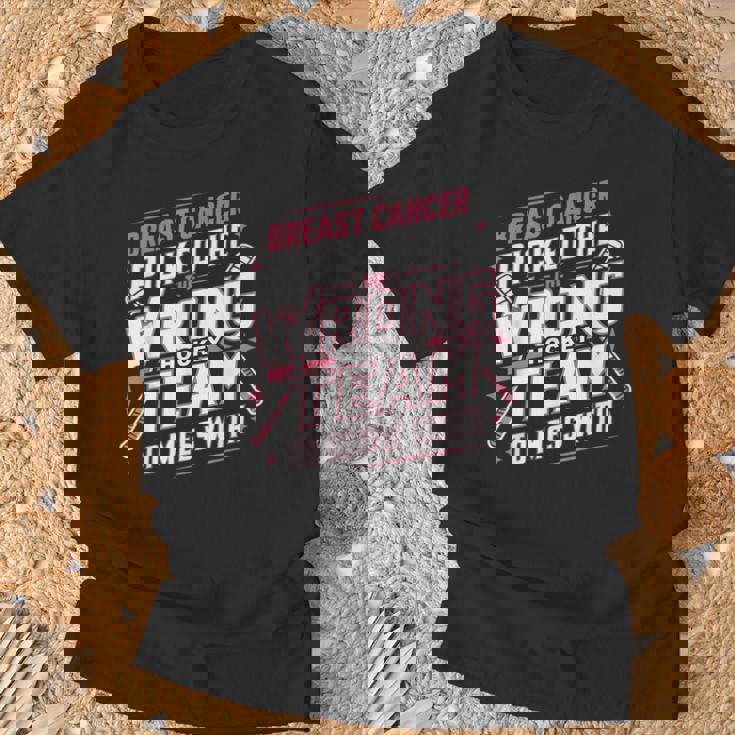 Ice Hockey Breast Cancer Awareness Month Pink Ribbon T-Shirt Gifts for Old Men