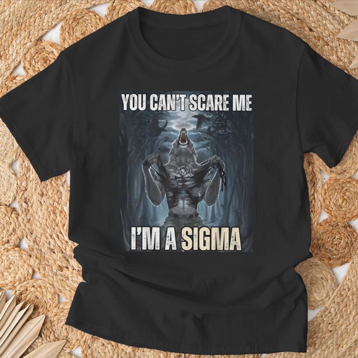 Ich Bin The Sigma Du Kannst Mich Nicht Erschrecken Wolf Meme Alpha T-Shirt Geschenke für alte Männer