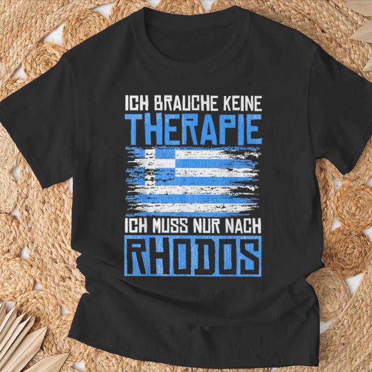 Ich Brauche Keine Therapie Ich Muss Nur Nach Rhodos T-Shirt Geschenke für alte Männer