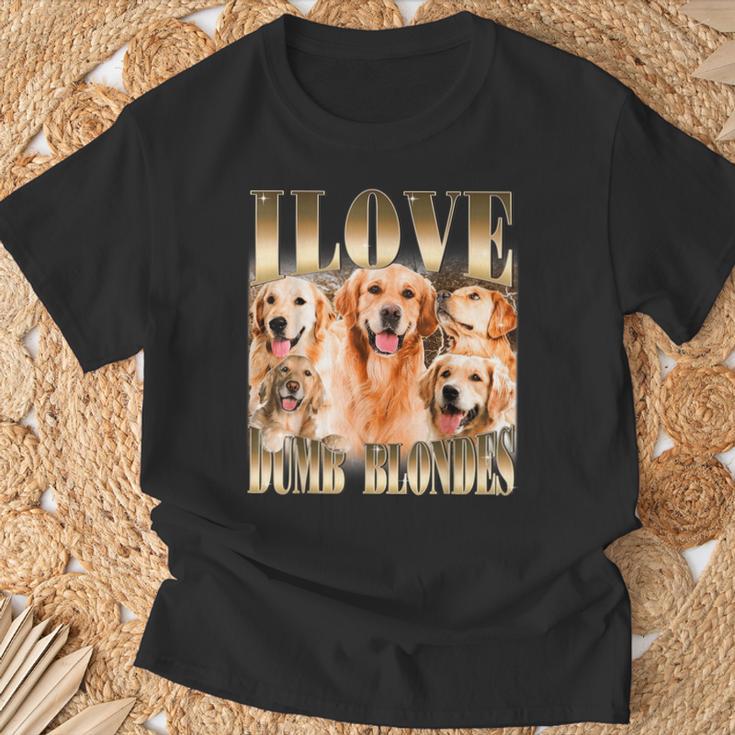 Ich Liebe Dumme Blondinen Lustiger Meme-Hundeliebhaber T-Shirt Geschenke für alte Männer