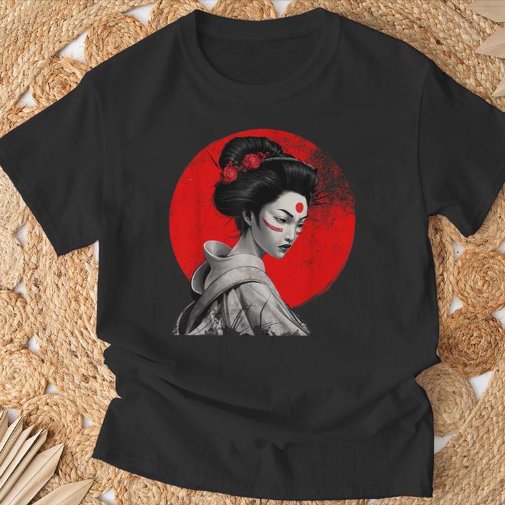 Impresionante Geisha Samurai Pintura Japonesa Tradicional A Camiseta unisex Regalos para ancianos