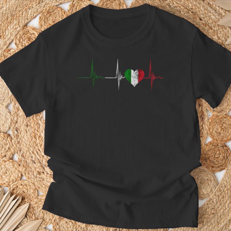 With Italian Heart Beat Ecg Pulse Italiano Italia T-Shirt Geschenke für alte Männer