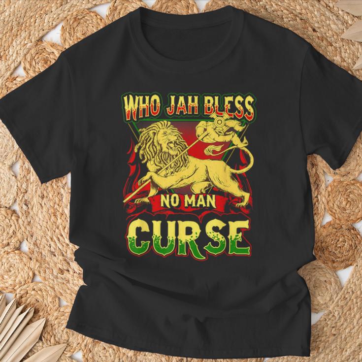 Who Jah Bless No Man Curse Reggae Lover Rasta T-Shirt Geschenke für alte Männer