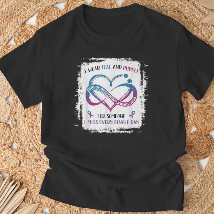 Je Porte Duiolet Sarcelle Pour Quelqu'un Qui Me Manque Tous Les Jours T-Shirt Cadeaux pour les vieillards