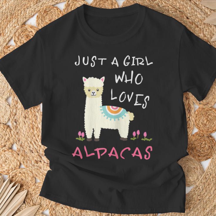 Just A Girl Who Loves Alpacas Alpacas Slogan T-Shirt Geschenke für alte Männer