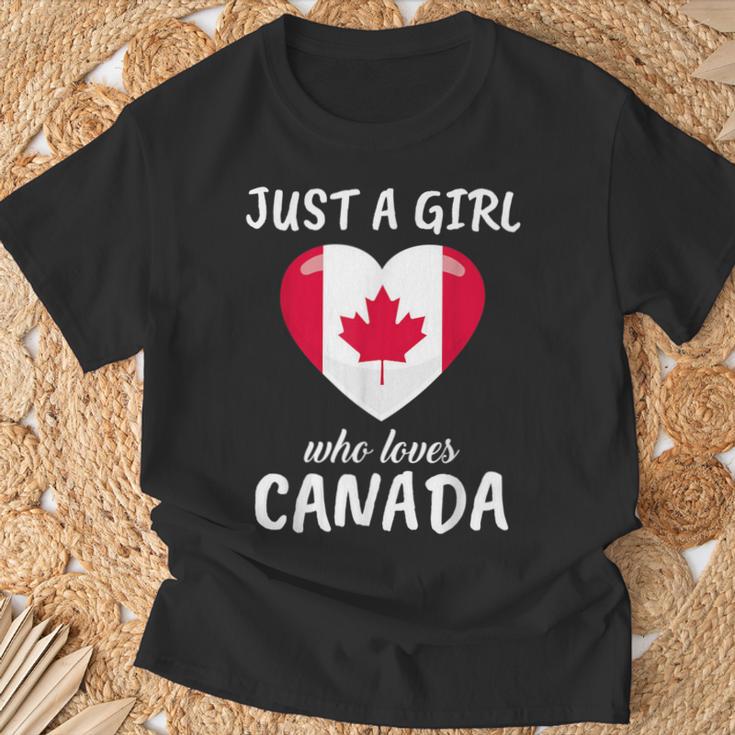 Just A Girl Who Loves Canada Travel Football Canada T-Shirt Geschenke für alte Männer