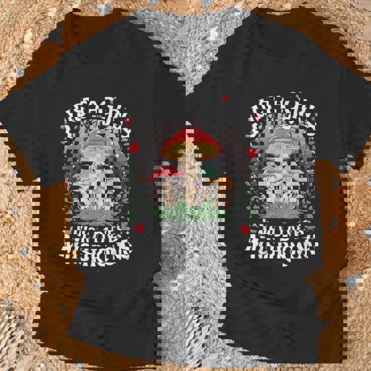 Just A Girl Who Loves Mushrooms Retro Nature N Cute T-Shirt Gifts for Old Men