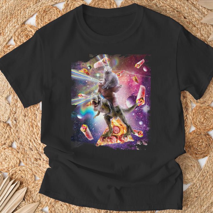 Laser Eyes Space Cat On Sloth Dinosaur Rainbow T-Shirt Geschenke für alte Männer