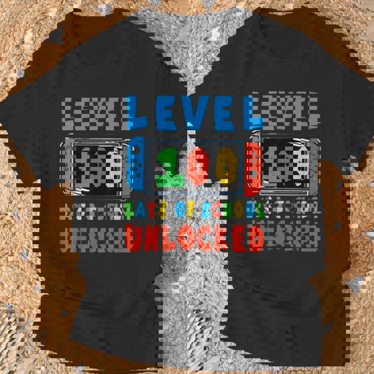 Level 100 Days Of School Unlocked 100 Days Of School Gamer T-Shirt Gifts for Old Men