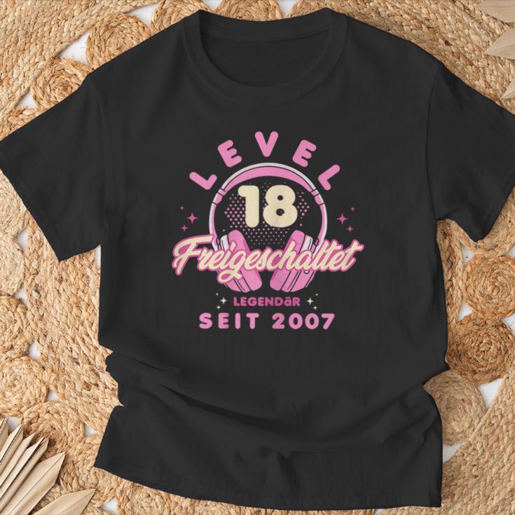 Level 18 Years Girl's Woman Birthday Gamer Girl 2007 T-Shirt Geschenke für alte Männer