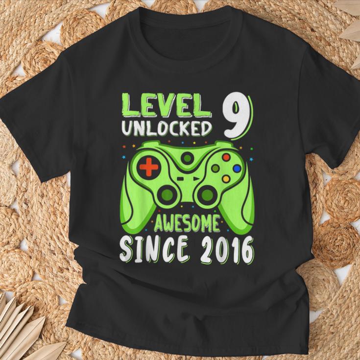 Level 9 Unlocked Awesome 2016Ideospiel 9Th Birthday Boy T-Shirt Geschenke für alte Männer