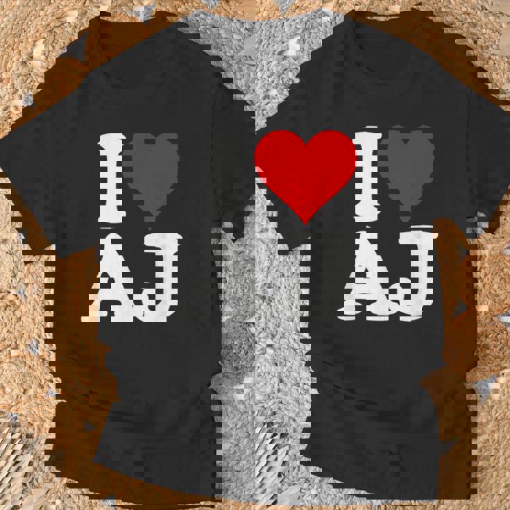 I Love Heart Aj AJ A J Initals Monograma Nombre Nombre Camiseta unisex Regalos para ancianos