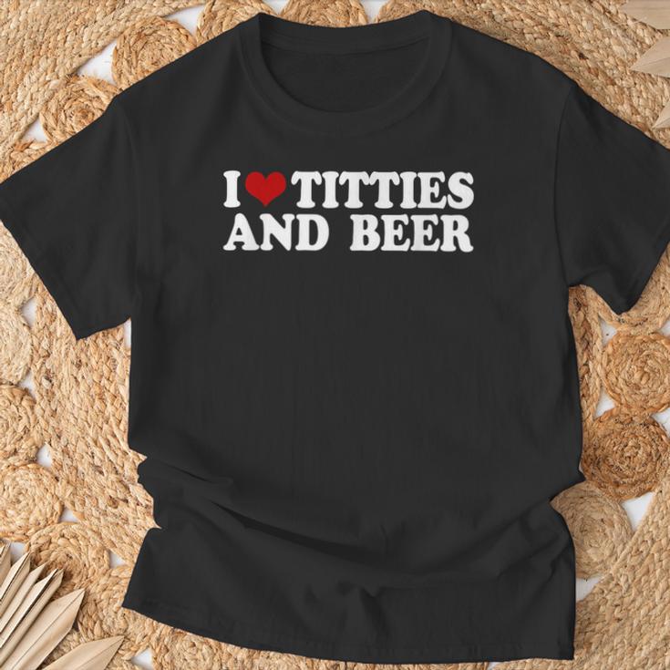 With I Love Tittis And Beer Motif T-Shirt Geschenke für alte Männer