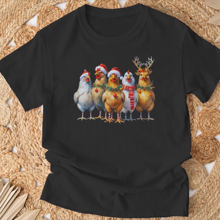 Lumières De Noël Drôles Poules Animaux De La Ferme De Noël T-Shirt Cadeaux pour les vieillards