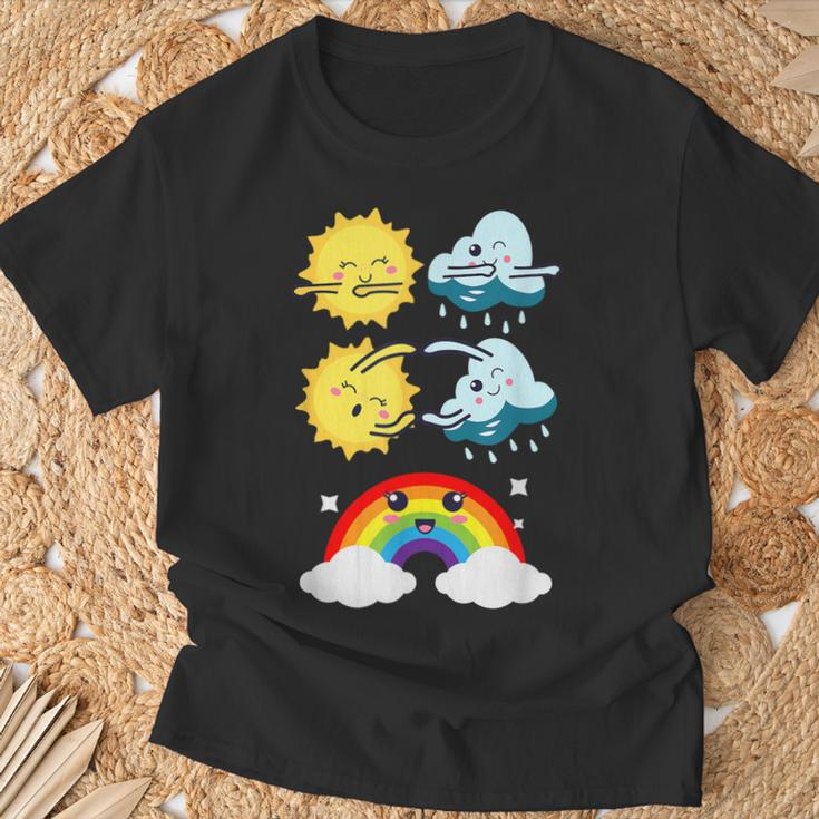 Lustige Tanzende Sonne Wolke Regenbogen Natur Regen Sommer T-Shirt Geschenke für alte Männer