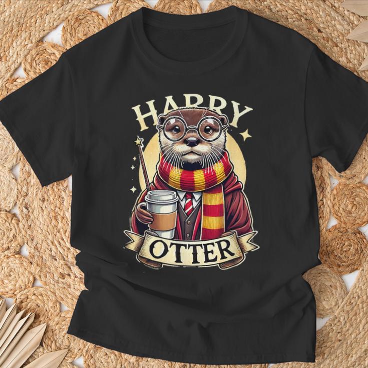 Lustiger Harry Otter Coffee Drinking T-Shirt Geschenke für alte Männer