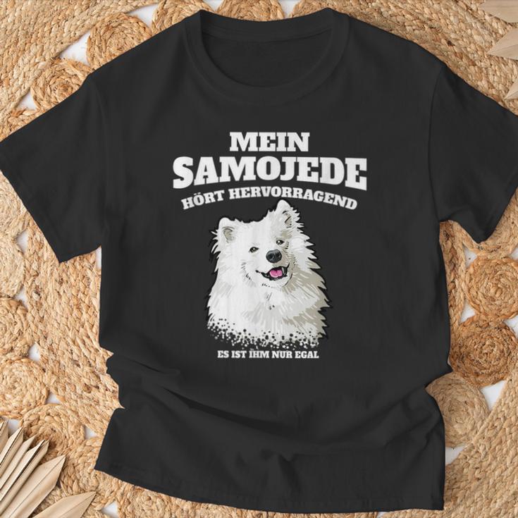 Mein Samojede Hört Superb Es Ist Ihm Nur Egal Gassi T-Shirt Geschenke für alte Männer