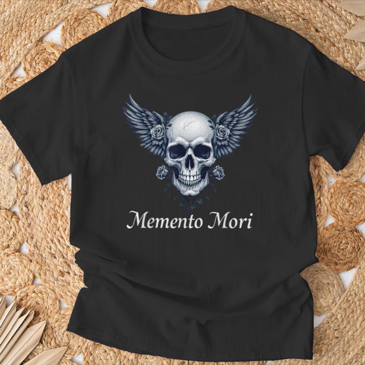 Memento Mori Gothic Skull & Wings T-Shirt Geschenke für alte Männer