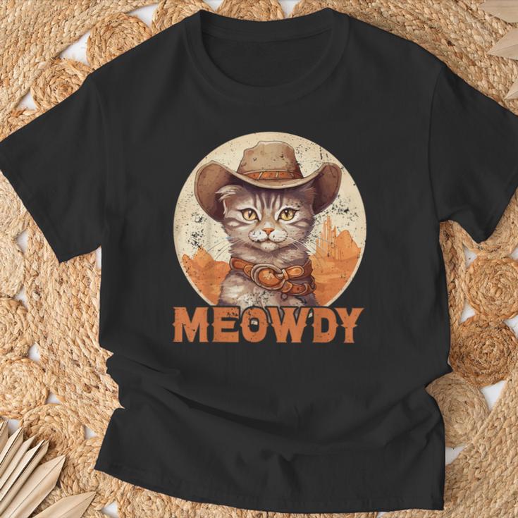 Meowdy Cat Meow Cowboy Hat Country Music Texas T-Shirt Geschenke für alte Männer