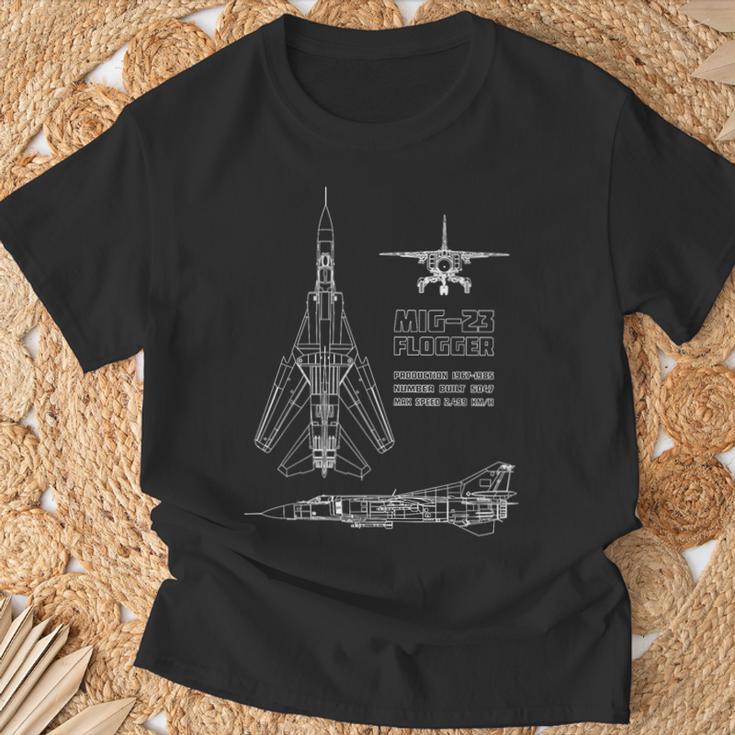 Mig-23 Russian Jet Fighter Plane Flogger Blue Pause T-Shirt Geschenke für alte Männer