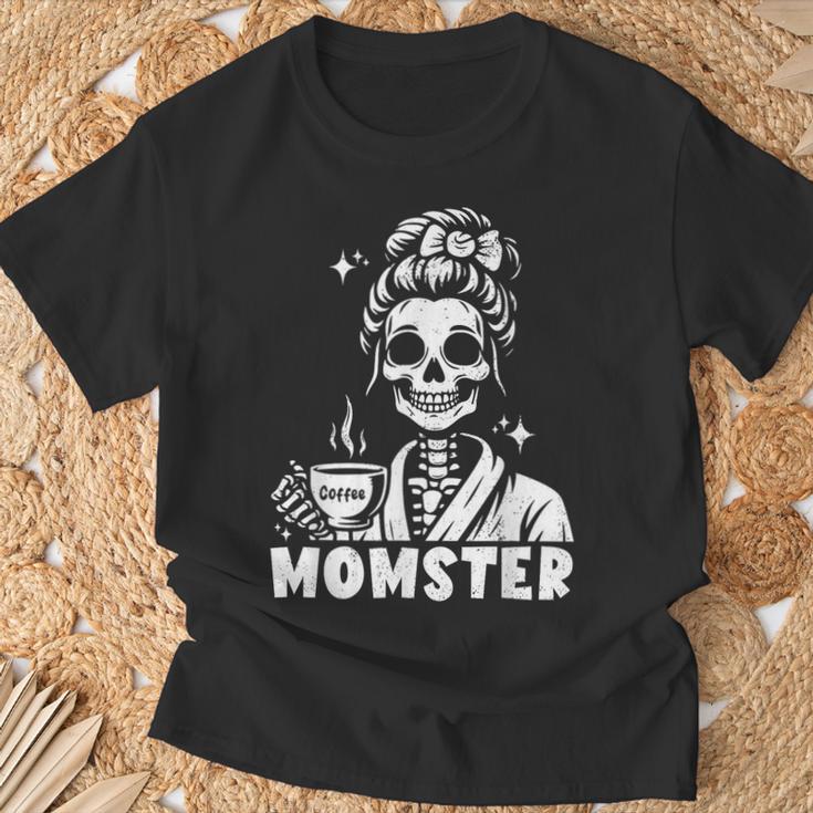 Momster Skeleton Tattoo Coffee Mum Gothic Outfit T-Shirt Geschenke für alte Männer