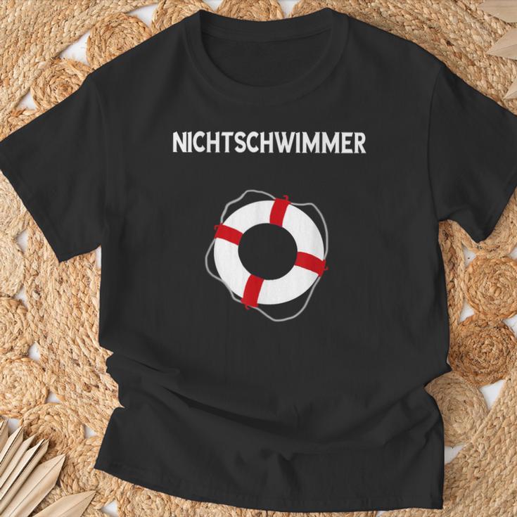 No Swimmer Lifebuoy Swimming Pool Swimming T-Shirt Geschenke für alte Männer