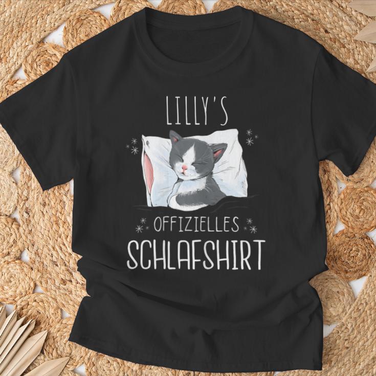 Official Cat Sleep Personalised Name Lilly T-Shirt Geschenke für alte Männer