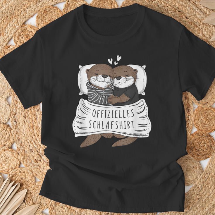 Official Sleep Cute Otter Couple Sleep T-Shirt Geschenke für alte Männer