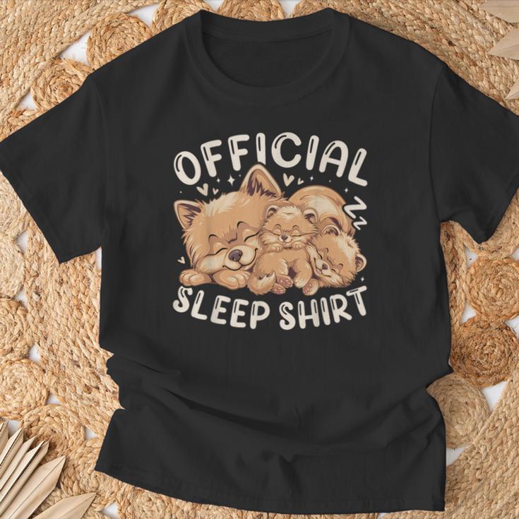 Official Sleep Pomeranian Dog With Puppy T-Shirt Geschenke für alte Männer