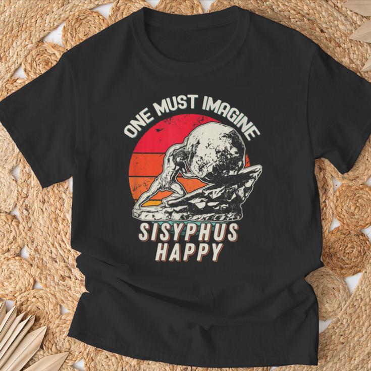 One Must Imagine Sisyphus Happy Cool Sisyphus Meme T-Shirt Geschenke für alte Männer