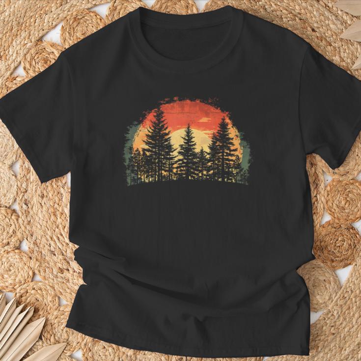 Outdoor Tree Nature Lovers Sunset Retro Forest T-Shirt Geschenke für alte Männer