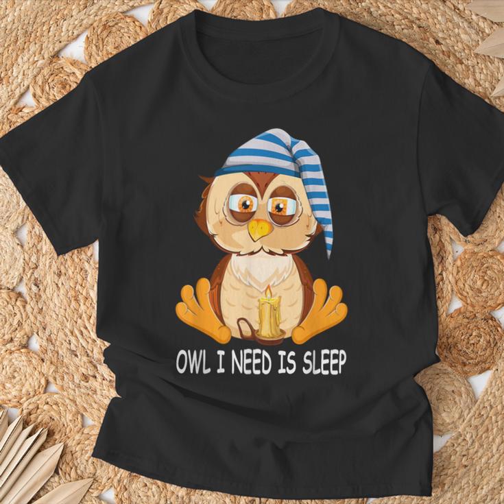 Owl Night Owl Sleeping Cap Nightgown Pyjamas Owl T-Shirt Geschenke für alte Männer