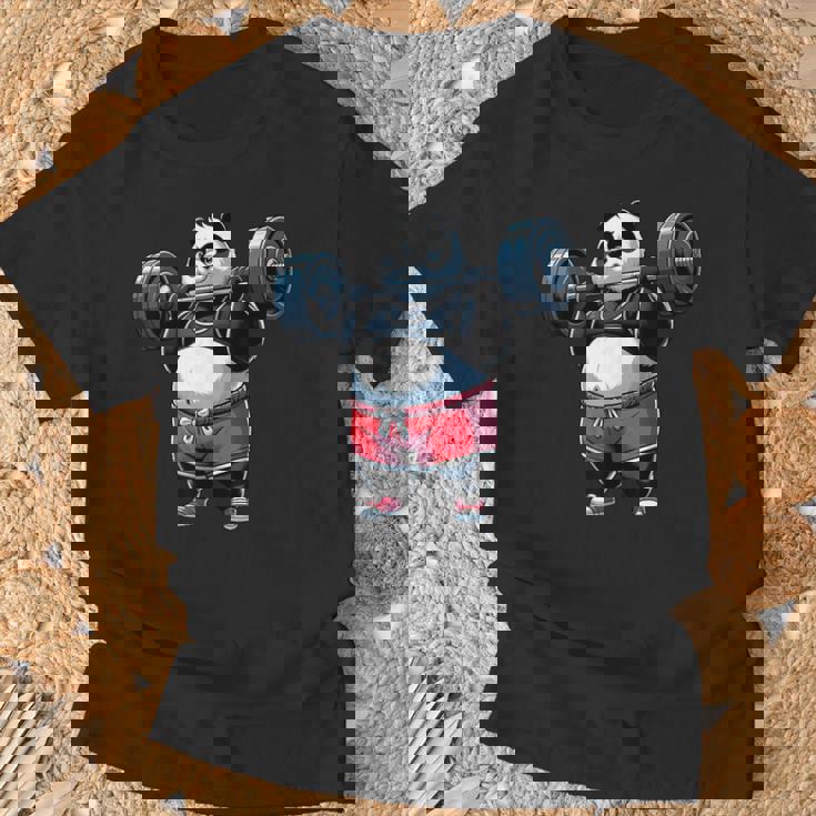 Panda Halterofilia Fitness Gimnasio Entrenamiento Camiseta unisex Regalos para ancianos