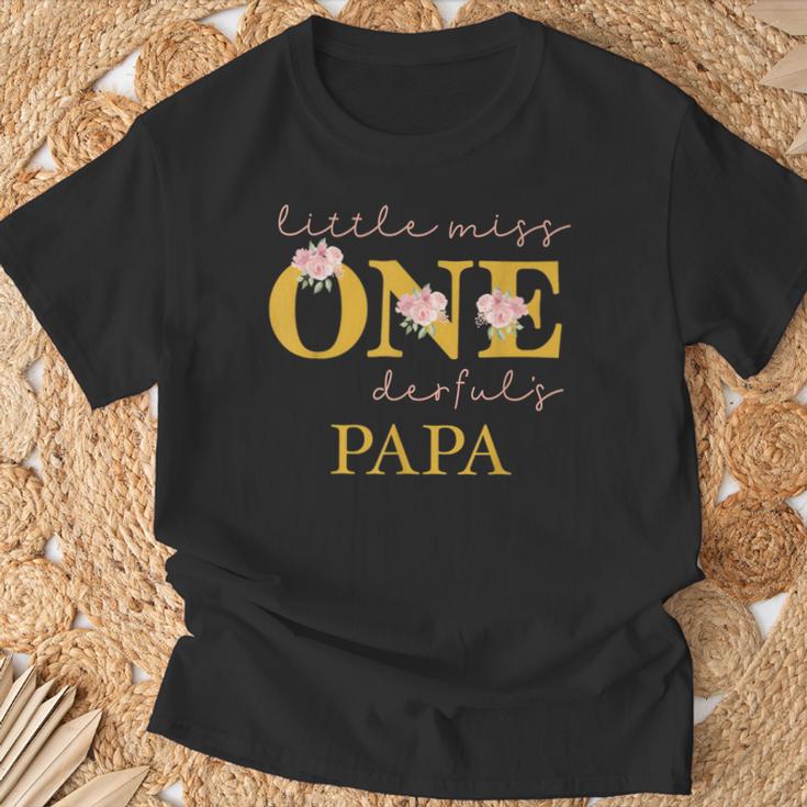 Papa Little Miss Onederful Birthday Party 1 Year Old Girl T-Shirt Geschenke für alte Männer