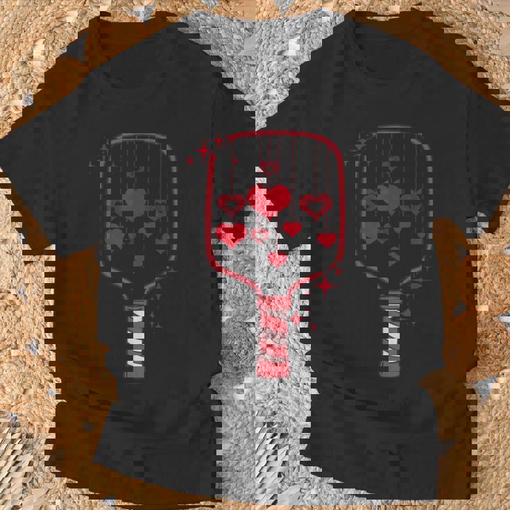 Pickleball Paddle Heart Valentines Day Racquetball Women T-Shirt Gifts for Old Men